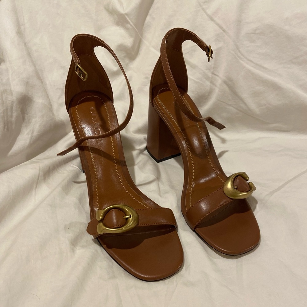 Coach maya c-buckle leather heels